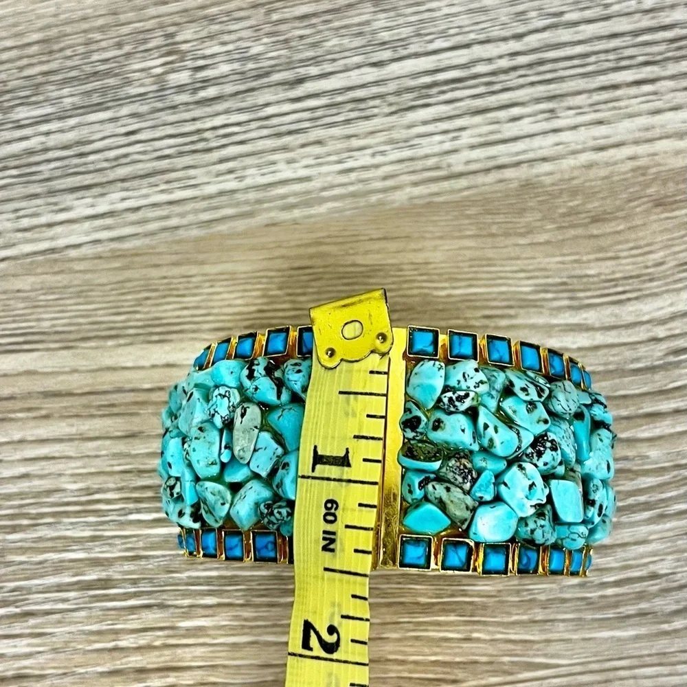 Sorrelli Santorini Turquoise and Gold Chunky Cuff Bracelet